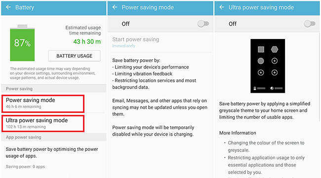 Power Saving Mode si Ultra Power Saving Mode pe Galaxy S7 si S7 Edge